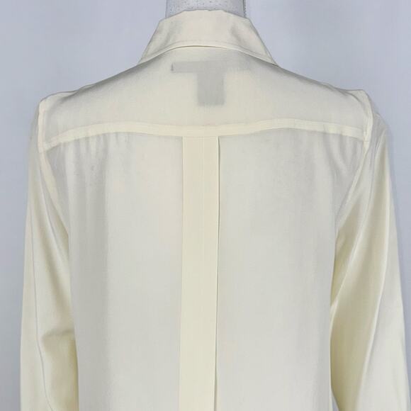 March Jacobs Women's Pintuck Pleat Silk Button Down Shirt Size 4 Cream Off White - Picture 8 of 12